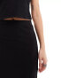 Vila ribbed midi skirt with split in black Черный, S - EU 34-36 - фото #5