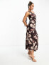 ASOS DESIGN one shoulder waterfall midi dress in smudge print SMUDGE PRINT, 36 - фото #3