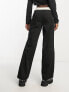 Фото #1 товара COLLUSION straight leg trousers with fold over detail in black co-ord