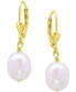 ფოტო #3 პროდუქტის Cultured Freshwater Baroque Pearl (10mm) Leverback Drop Earrings, Created for Macy's