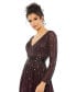 Фото #5 товара Women's Sequined V Neck Illusion Sleeve A Line Gown