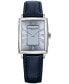 ფოტო #1 პროდუქტის Women's Swiss Toccata Blue Leather Strap Watch 22.6x28.1mm