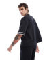 ASOS DESIGN oversized boxy heavyweight t-shirt with taping in black