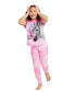 Фото #3 товара Child Girls 3-Piece Pajama Set Kids Sleepwear, Short Sleeve Top with Long Pants and Matching Shorts PJ Set