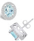 ფოტო #1 პროდუქტის Aquamarine (2-1/3 ct. t.w.) and Diamond (3/8 ct. t.w.) Halo Stud Earrings in 14K White Gold