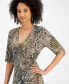 ფოტო #4 პროდუქტის Women's Printed Faux-Wrap Dress