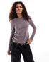 Weekday Milly super soft slim fit long sleeve t-shirt in mole