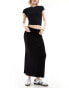 Фото #1 товара Stradivarius STR fold over waist midi skirt with side split in black