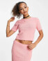 Фото #2 товара Miss Selfridge lash short sleeve crop top co-ord in pink