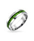 Classic August Birth Month Light Green Crystal Eternity Band Ring In Stainless Steel