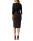 ფოტო #2 პროდუქტის Women's Tie-Front 3/4-Sleeve Crepe Knit Dress