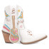 Dingo Melody Leather Graphic Embroidery Snip Toe Cowboy Booties Womens White Cas