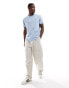 Polo Ralph Lauren icon logo stripe t-shirt in light blue/white