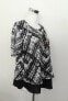 Alfred Dunner Petite Scoop Neck Layered Floral Necklace Top Black White PM