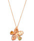 ფოტო #3 პროდუქტის Ombré® Multi-Gemstone (2-7/8 ct. t.w.) & Diamond Accent Flower Pendant Necklace in 14k Rose Gold, 18" + 2" extender