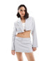 Bershka cropped blazer co-ord in pale grey