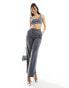 Фото #2 товара Missyempire tailored crop top co-ord in grey pinstripe