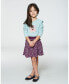 ფოტო #3 პროდუქტის Little Girls Asymmetric Ruffle Skirt Burgundy Printed Flowers - Toddler|Child