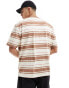 ASOS DESIGN oversized t-shirt in beige and pink stripe