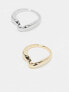 Фото #3 товара ASOS DESIGN pack of 2 molten rings in mixed metal design