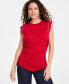 Фото #1 товара Women's Ruched-Side Embellished Tee, Created for Macy's