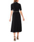 ფოტო #7 პროდუქტის Women's V-Neck Faux-Leather-Trim Tie-Waist Dress