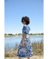 Фото #3 товара Blue Printmaking Taffeta Midi Dress
