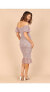 Фото #20 товара Women's Claire Shirred Bodycon Off Shoulder Midi Dress
