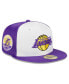 Фото #1 товара Men's White Los Angeles Lakers Throwback Satin 59FIFTY Fitted Hat
