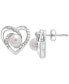 ფოტო #1 პროდუქტის Cultured Freshwater Pearl (5mm) & Diamond Accent Heart Stud Earrings in Sterling Silver