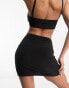 Фото #4 товара Fashionkilla sculpted slinky v front mini skirt in black