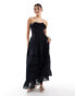 Фото #1 товара Abercrombie & Fitch strapless broderie detail maxi dress in black