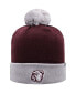 Фото #3 товара Men's Maroon, Gray Mississippi State Bulldogs Core 2-Tone Cuffed Knit Hat with Pom