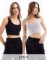 Фото #1 товара Miss Selfridge scoop bralette 2 pack in black and grey marl