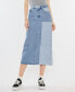 ფოტო #2 პროდუქტის Women's Two-Toned Color Block Denim Midi Skirt