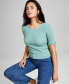 Фото #1 товара Women's Crewneck Short-Sleeve Sweater, Created for Macy's