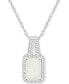 ფოტო #1 პროდუქტის Aquamarine (1/2 ct. t.w.) & Diamond (1/8 ct. t.w.) Halo 18" Pendant Necklace in Sterling Silver (Also in Opal)