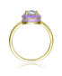 Фото #2 товара RA Young Adults/Teens 14k Yellow Gold Plated with Cubic Zirconia Blue/Purple Enamel Bezel Stacking Ring