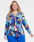 Plus Size Floral-Print Zip-Pocket Blouse, Created for Macy's