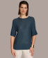 ფოტო #1 პროდუქტის Women's Mini-Sequin Short-Sleeve Sweater