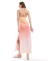 Фото #4 товара Miss Selfridge tie front halterneck maxi dress in ombre