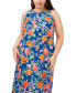 Фото #2 товара Plus Size Floral Back Keyhole Sleeveless Dress