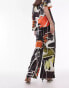 Фото #6 товара Topshop co ord abstract artsy print satin trouser in multi - MULTI