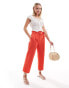 Фото #4 товара ASOS DESIGN Petite tailored belted trouser with linen in red