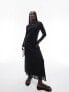 Фото #1 товара Topshop jersey ladder detail long sleeve maxi dress in black