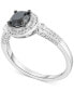 ფოტო #1 პროდუქტის Black Diamond (7/8 ct. t.w.) & White Diamond (1/6 ct. t.w.) Halo 18" Ring in Sterling Silver