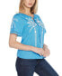 ფოტო #3 პროდუქტის Women's Embroidered Tie-Neck Peasant Top