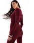 Simmi knitted longline cardigan co-ord in burgundy