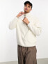 ASOS DESIGN oversized half zip polar fleece sweatshirt in off white