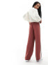 ASOS DESIGN Petite pull on trouser with contrast panel in terracotta